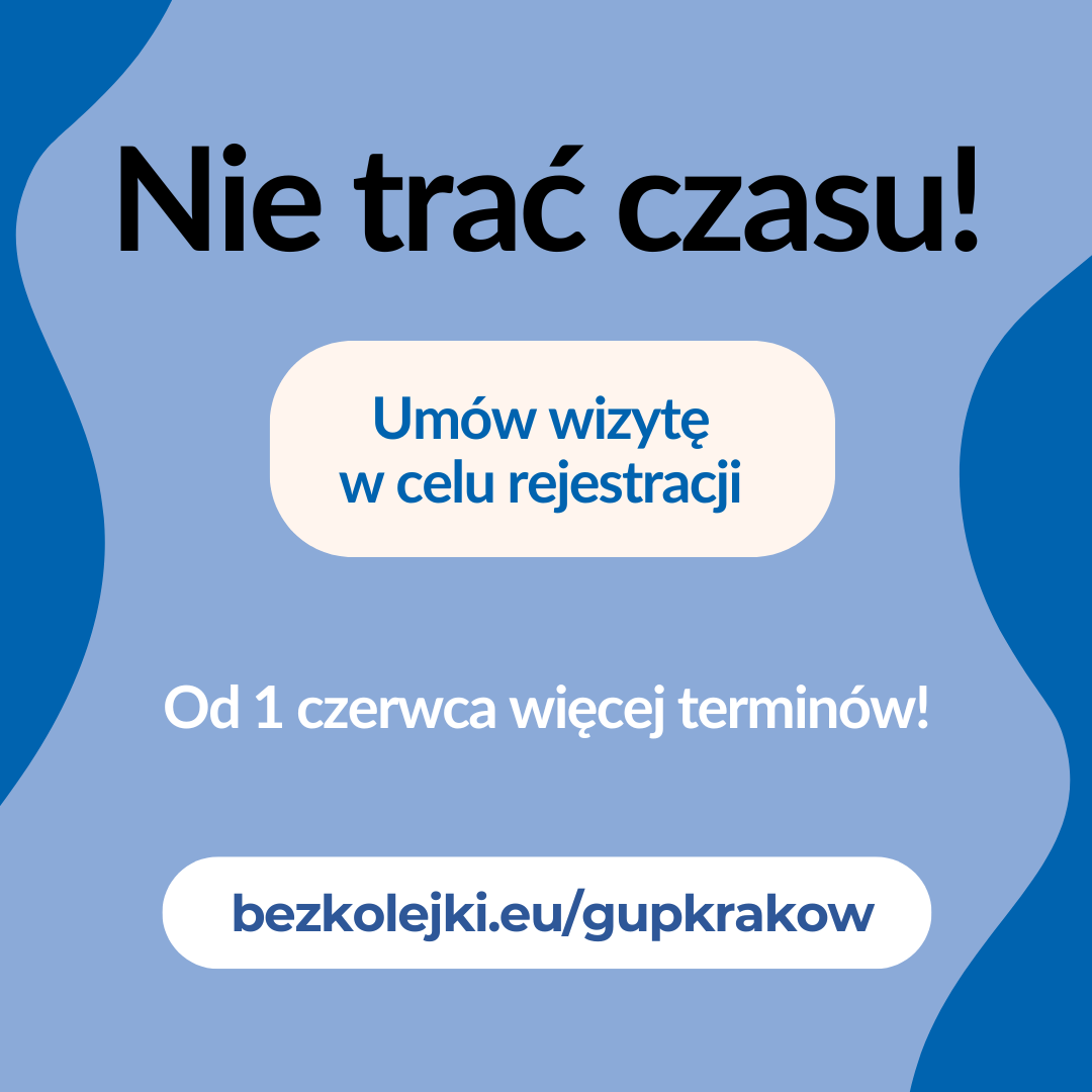 Od 1 czerwca 2026 r. w Grodzkim Urzędzie Pracy w Krakowie wprowadzamy zmiany w organizacji rejestracji osobistej – tak, aby była ona wygodniejsza i szybsza dla naszych klientów.